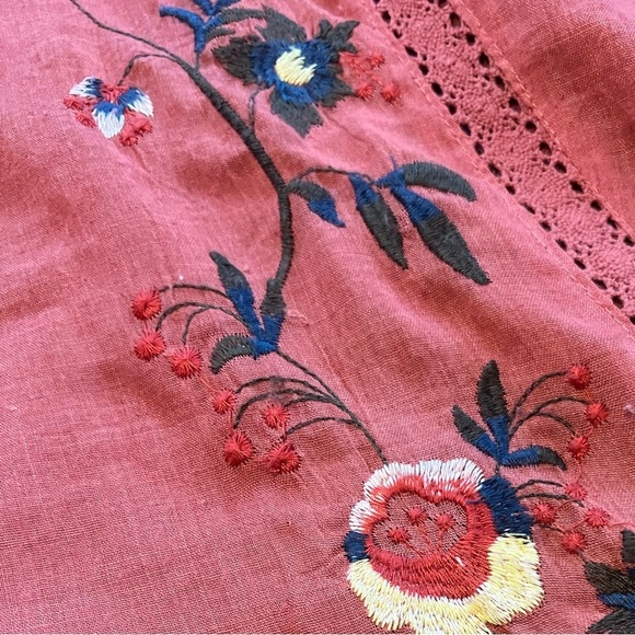 Women’s Burnt Orange Floral Embroidered Altard State Long sleeve extra small - Picture 3 of 7